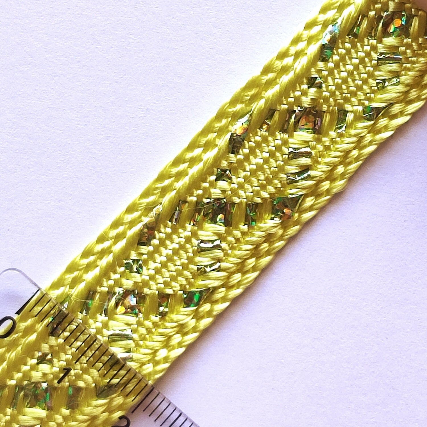 Ruban galon sfifa jaune/vert avec brillant 