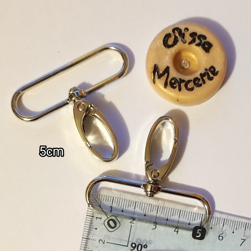 Mousqueton pivotant 50mm argenté 