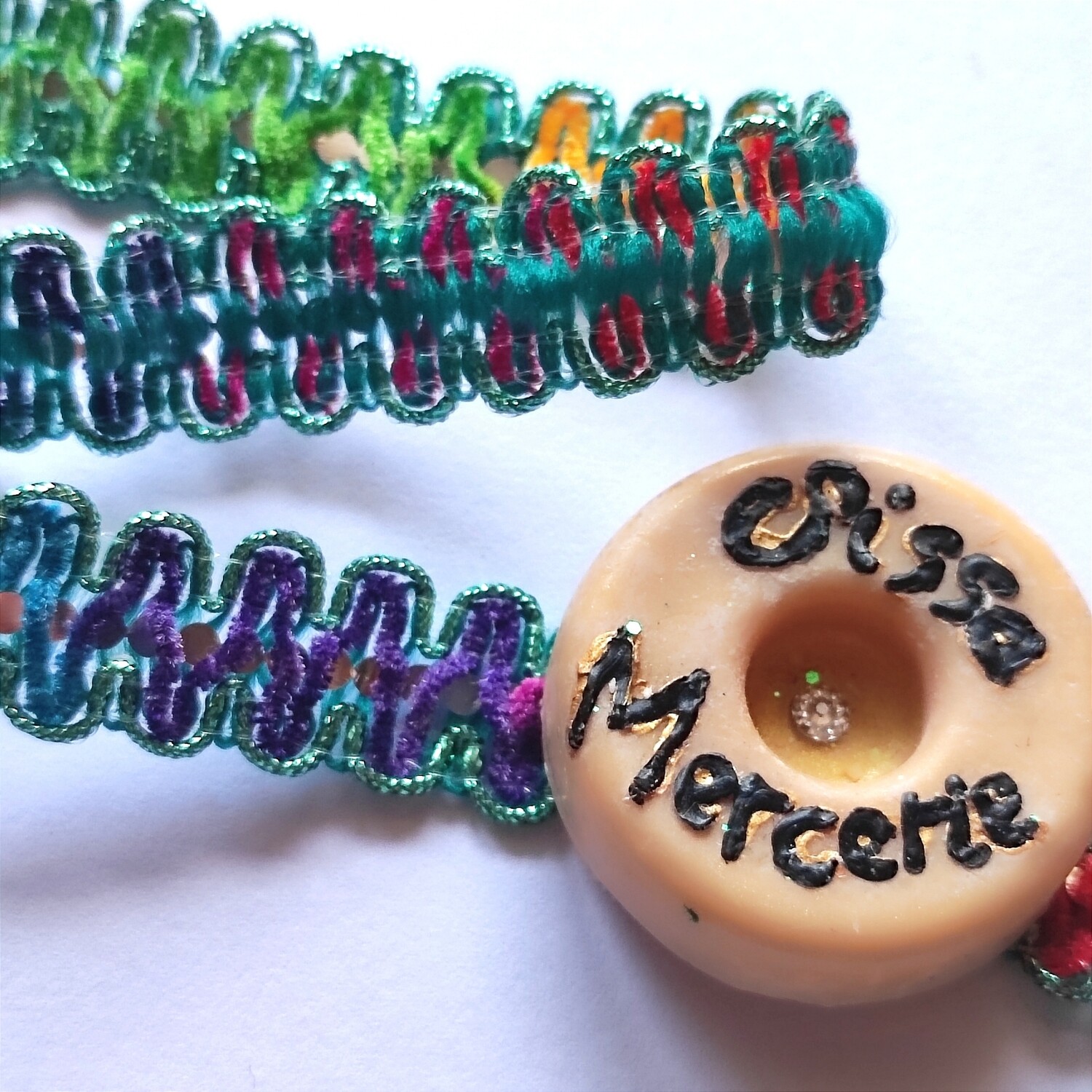 Galon arc en ciel bordure bleu/vert