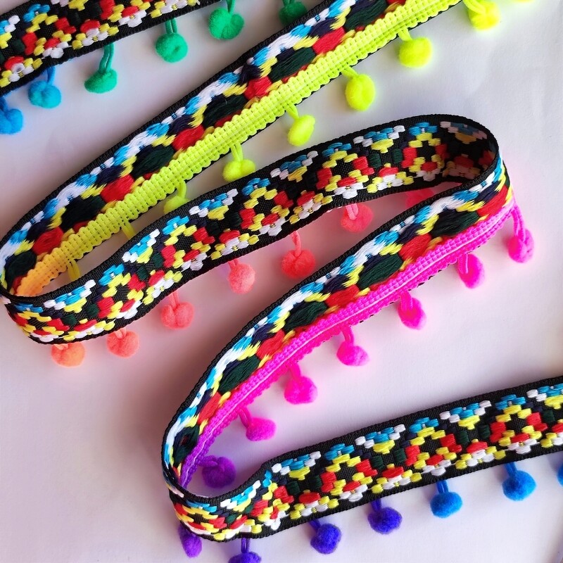 8 mètres galon pompon multicolore 4cm #2