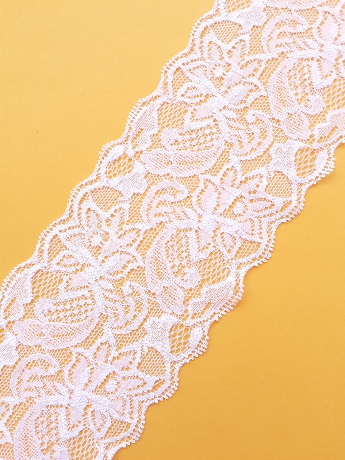 Dentelle stretch largeur 8 cm au mètre , Options :: Blanc