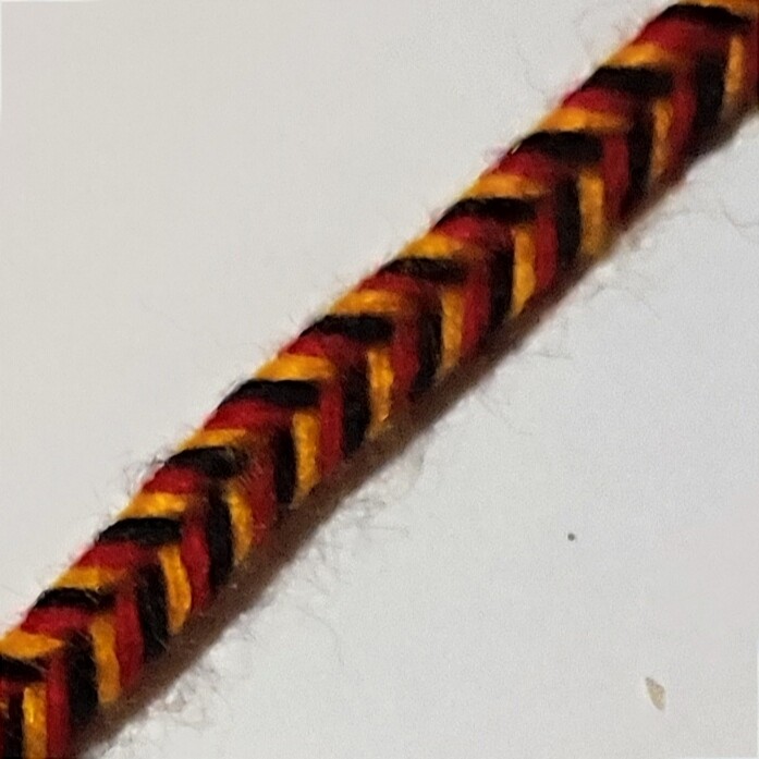 Galon tresse 5mm noir/rouge/orange