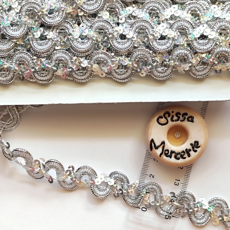 Galon argenté avec brillant 1,9 cm