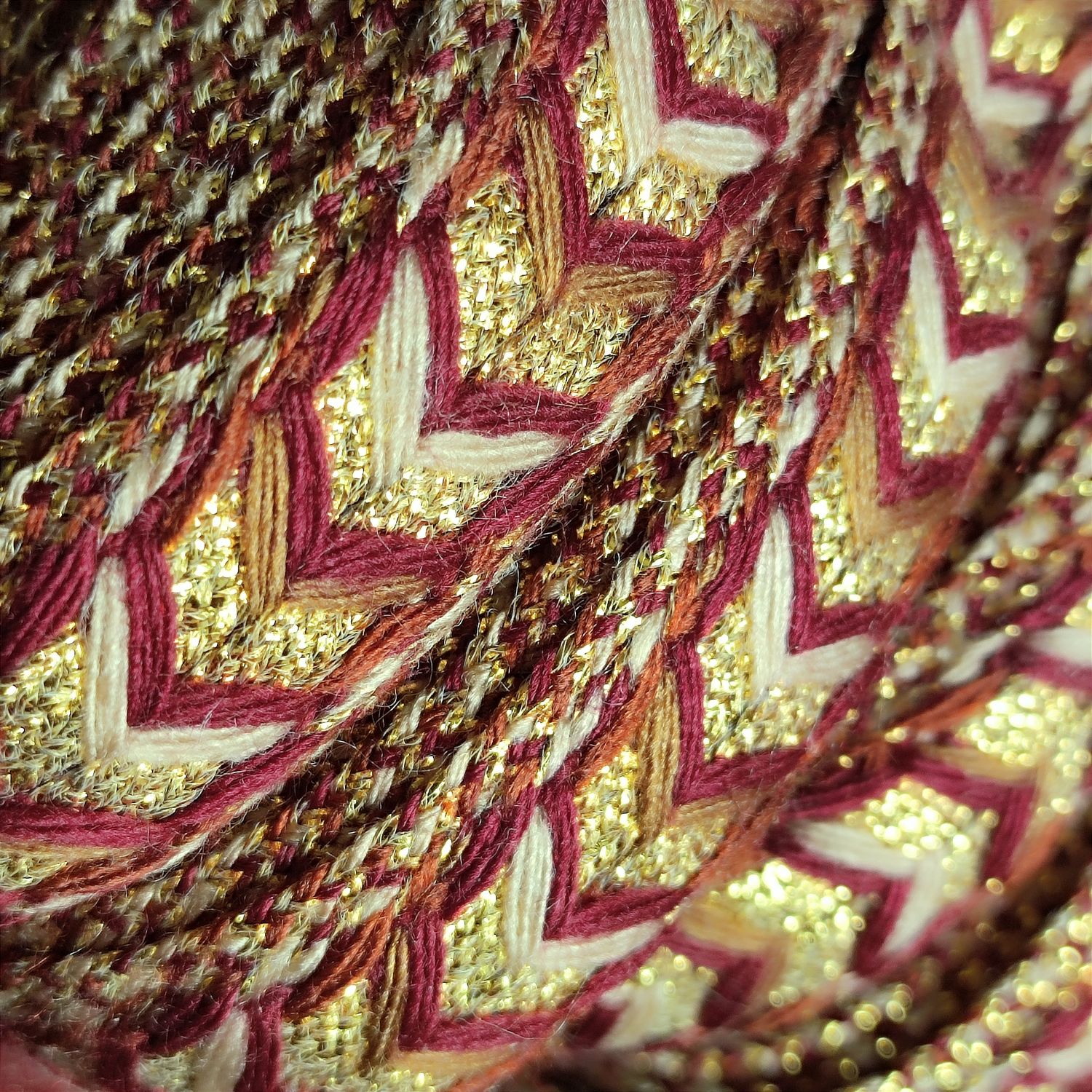 Galon doré beige /bordeaux 2,5 cm