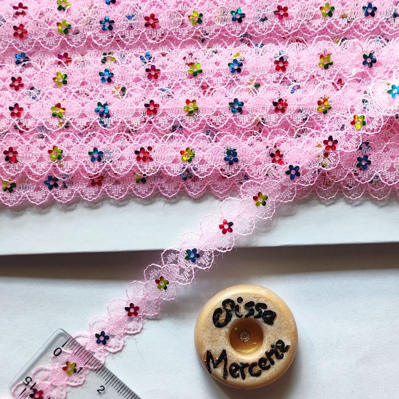 9 mètres dentelle 1,5 cm rose clair 