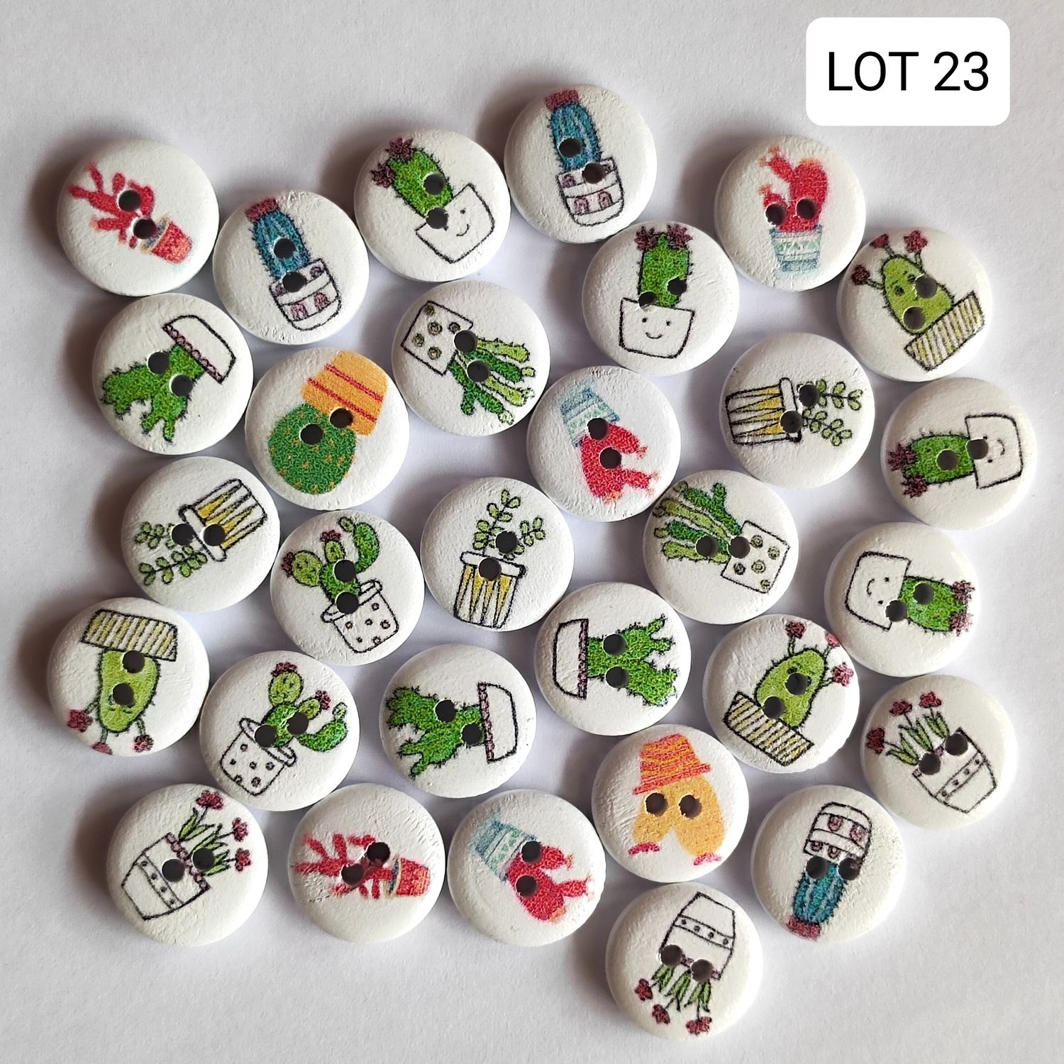 30 boutons bois cactus LOT 23