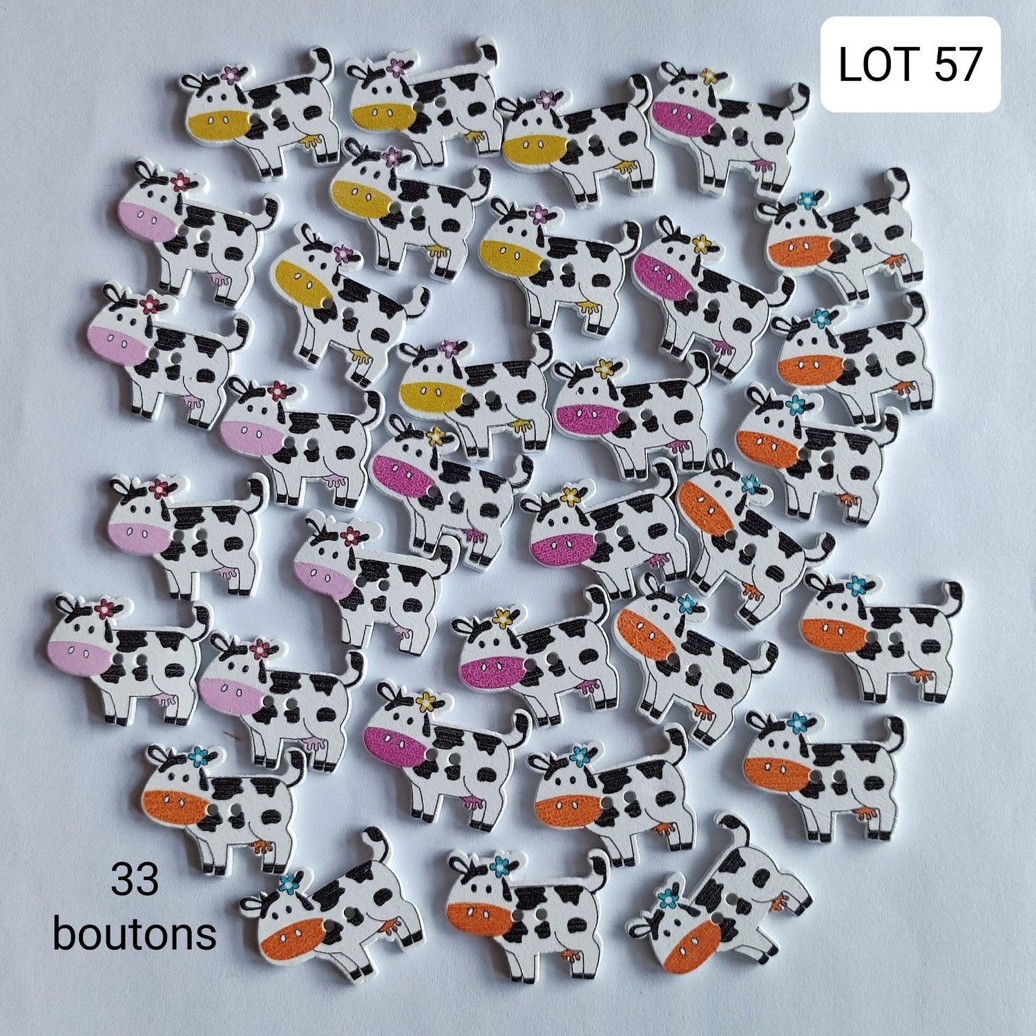 33 boutons bois vache LOT 57