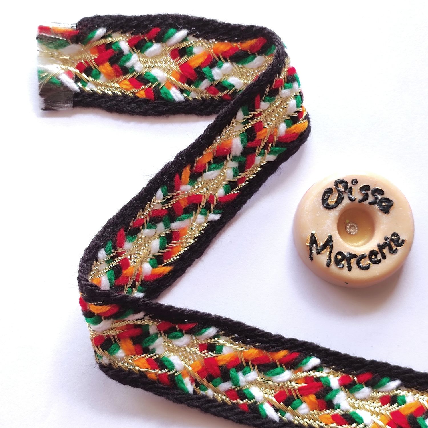 Galon kabyle 2,5 cm doré/coloré