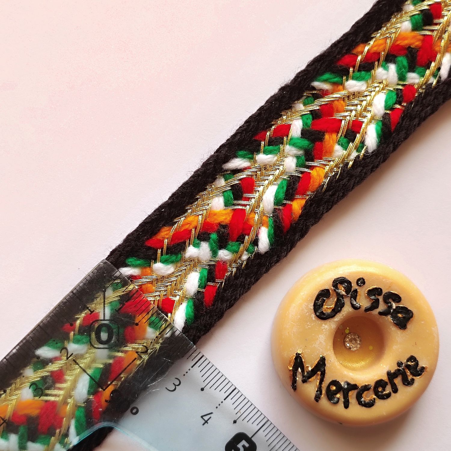 Galon kabyle 2,5 cm doré/coloré
