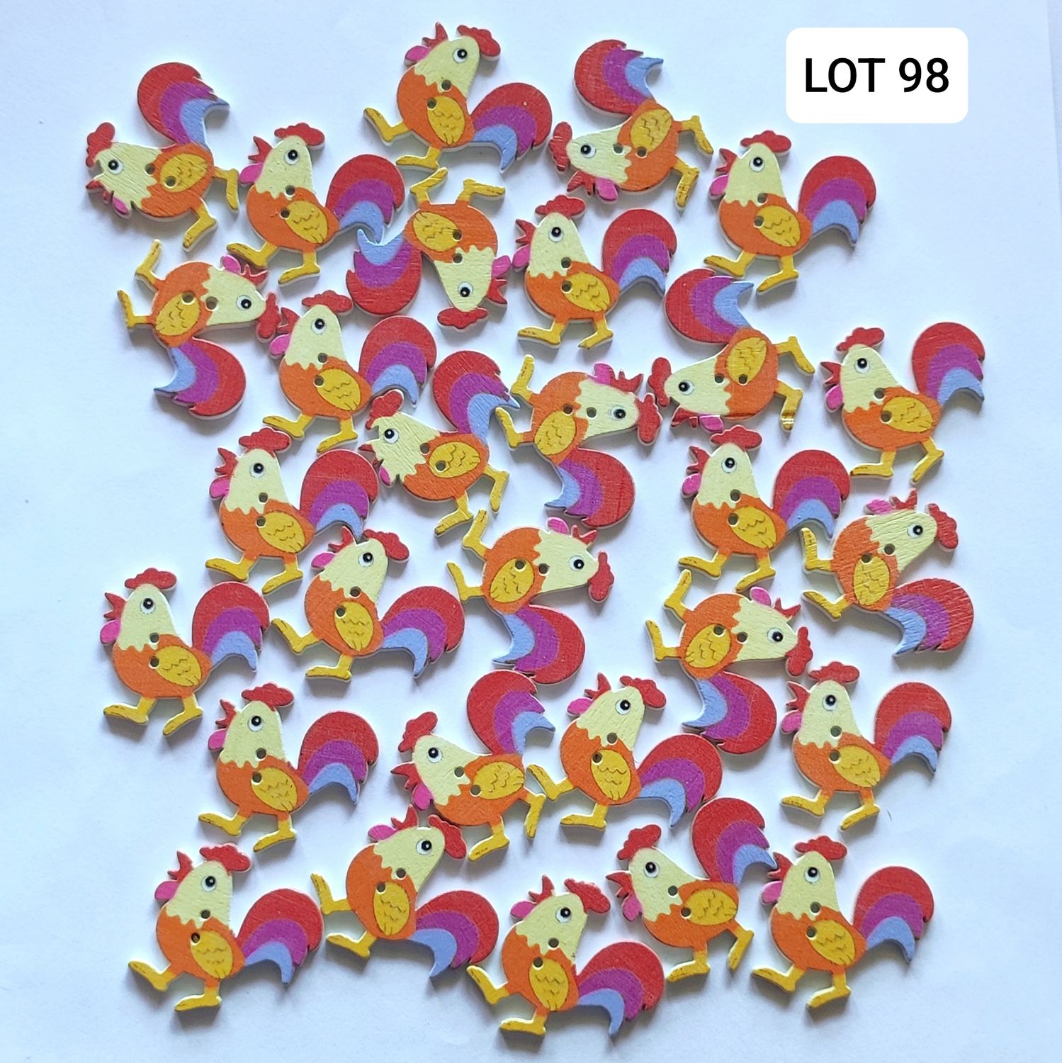  29 boutons bois coq LOT 98