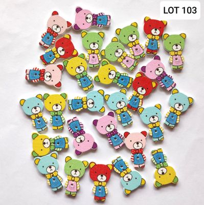  28 boutons bois ourson LOT 103