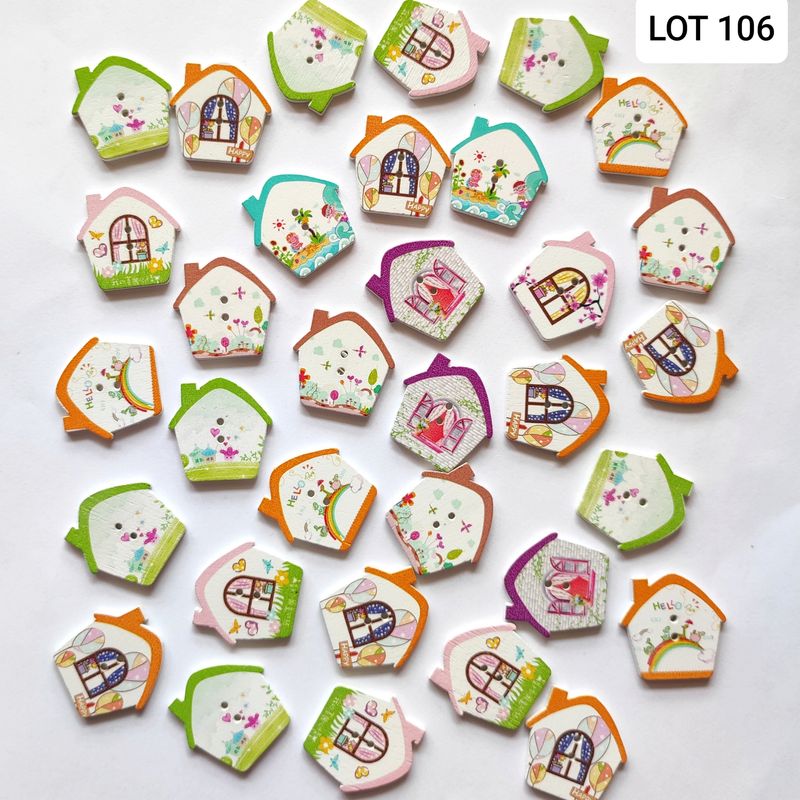  33 boutons bois maison LOT 106