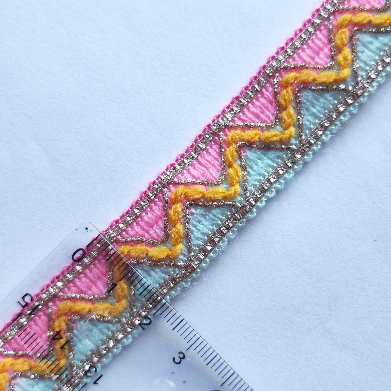 Galon kabyle pastel & argenté 2 cm