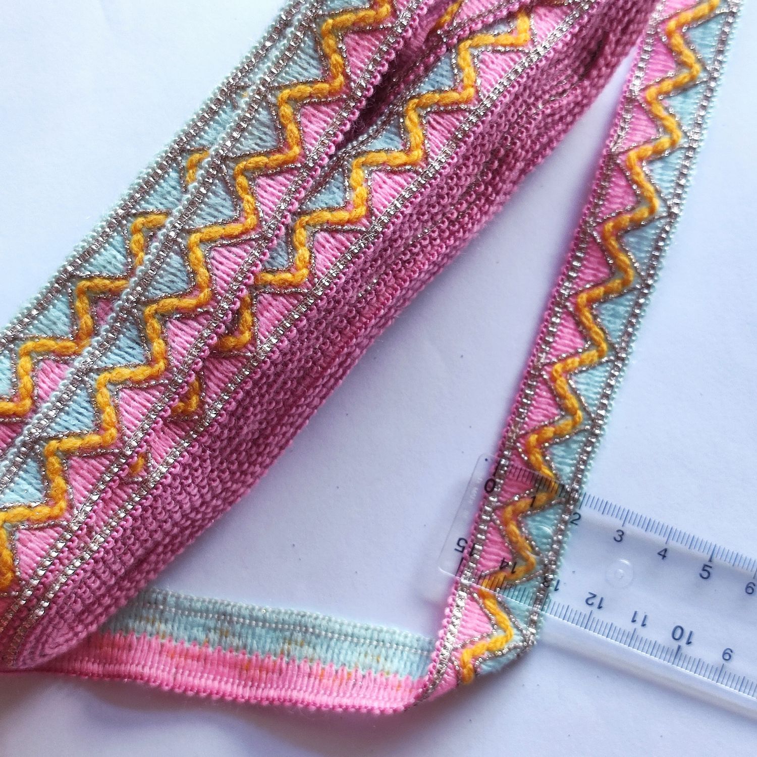 Galon kabyle pastel & argenté 2 cm