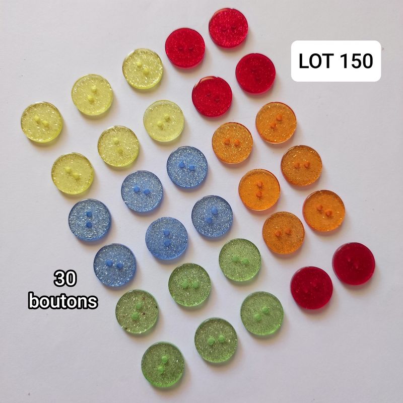  30 boutons 2cm glitter LOT 150