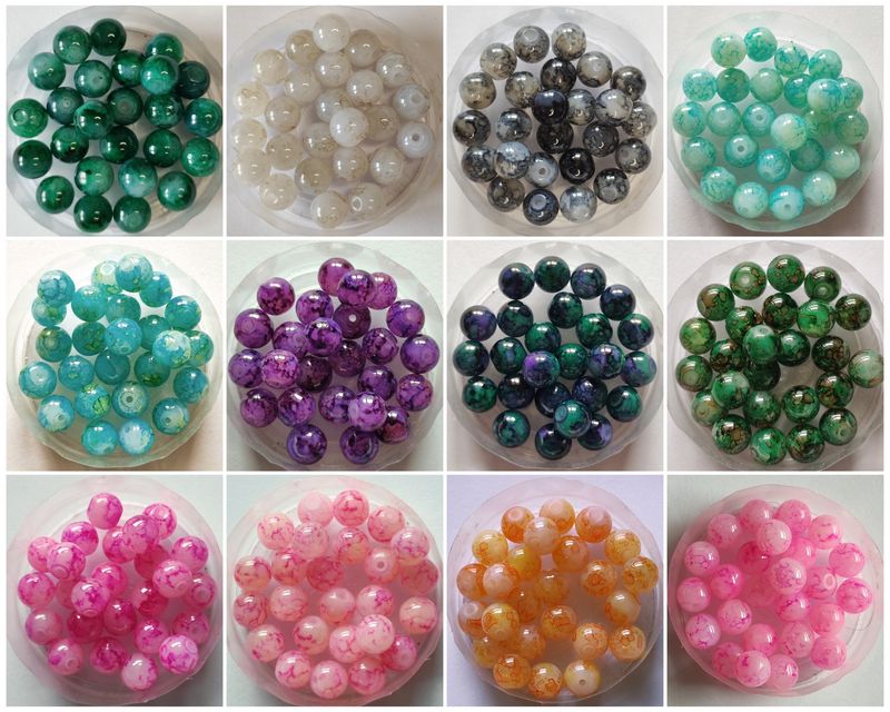 25 perles verre 8mm imitation Jade /12 coloris