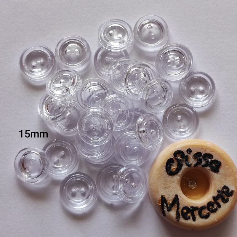 30 boutons transparent 1,5cm LOT 158