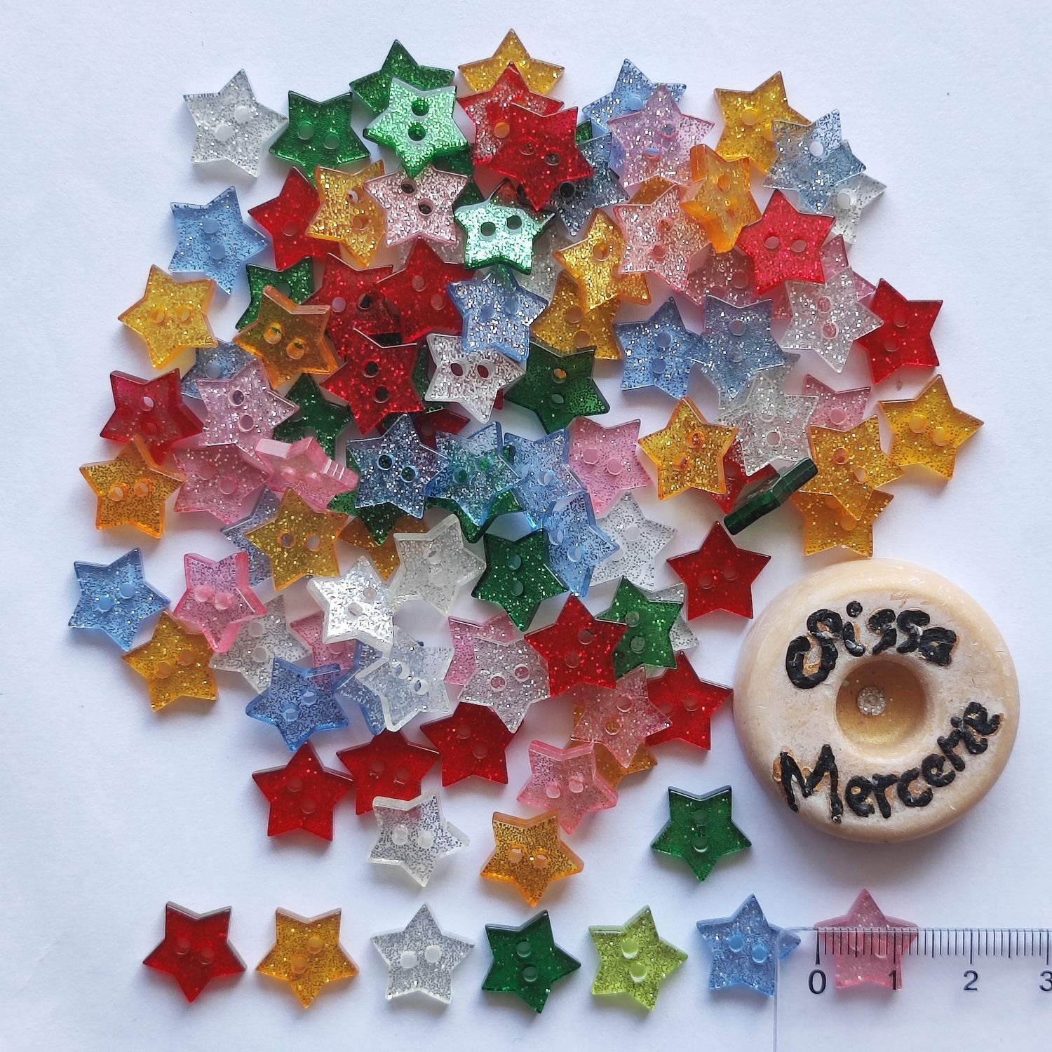  109 boutons étoiles glitter LOT 169