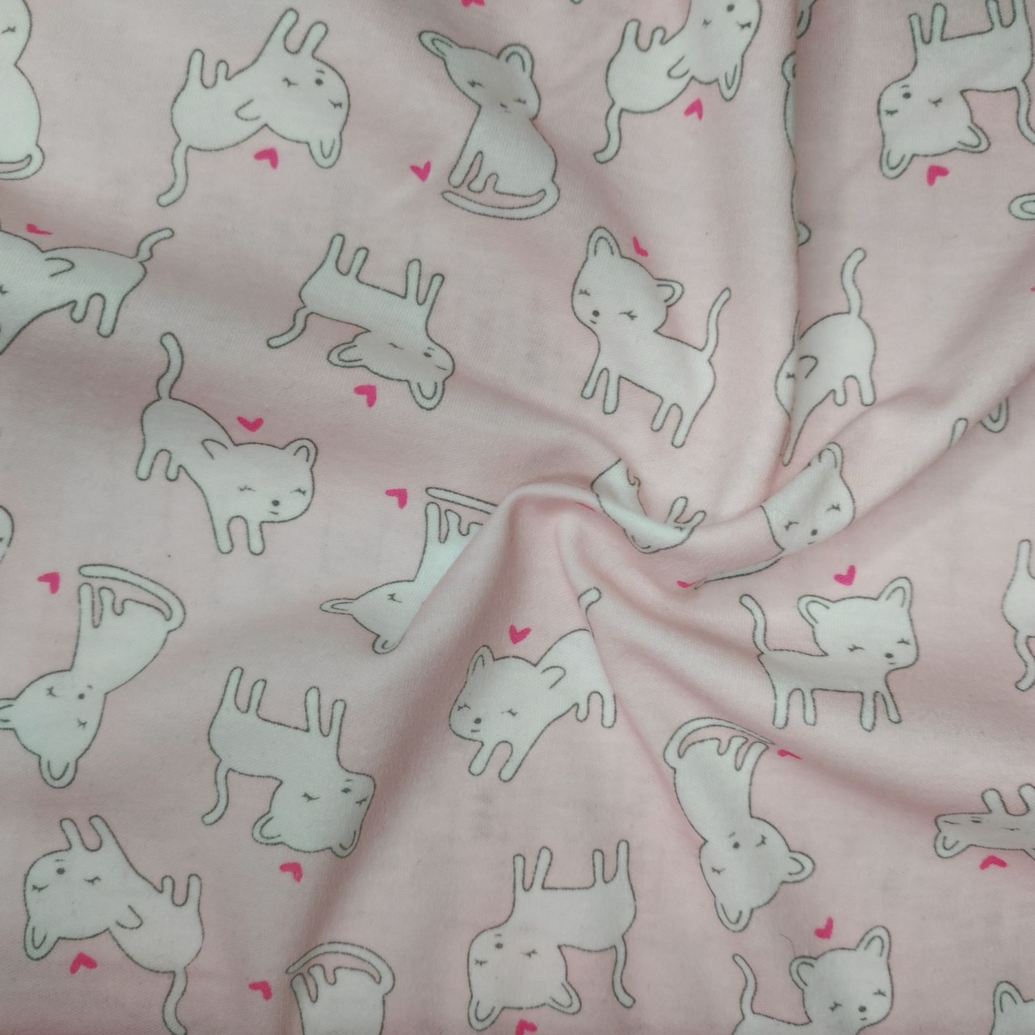 50x183 cm chat blanc/rose 100% coton jersey 145 gsm/m²
