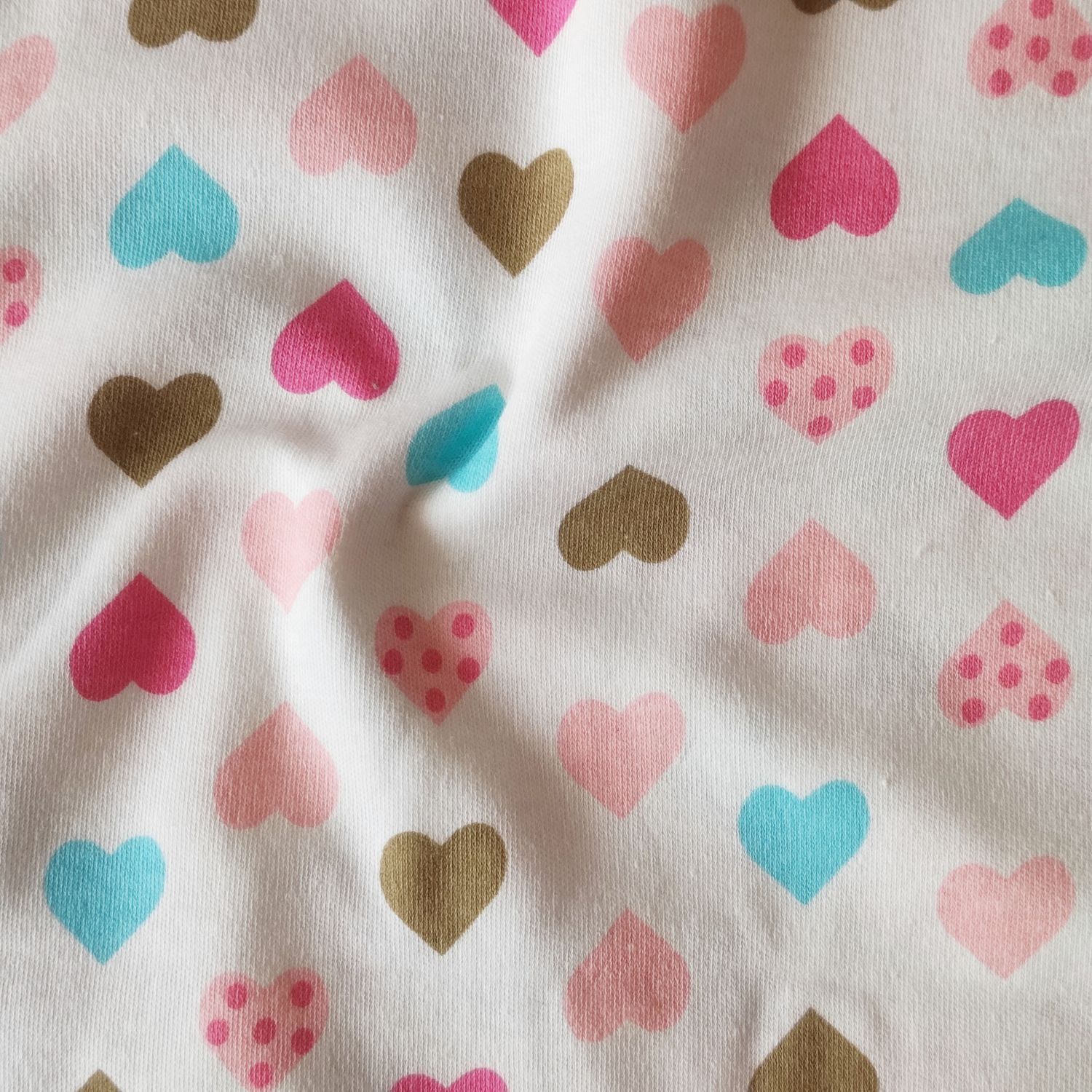 50 cm x186 cm imprimé coeur 100% coton jersey 185 gsm/m²