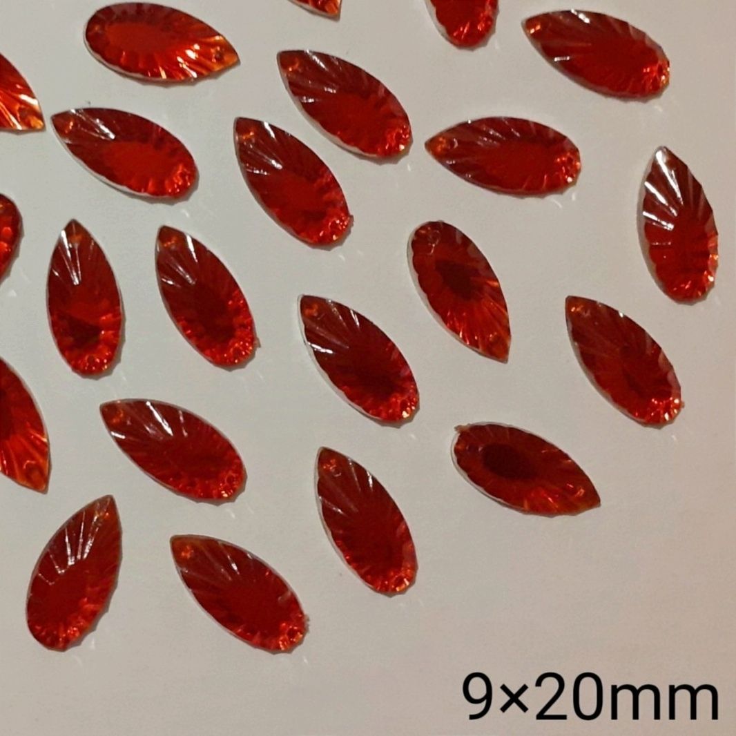 19 strass 9×20mm goutte allongée rouge 