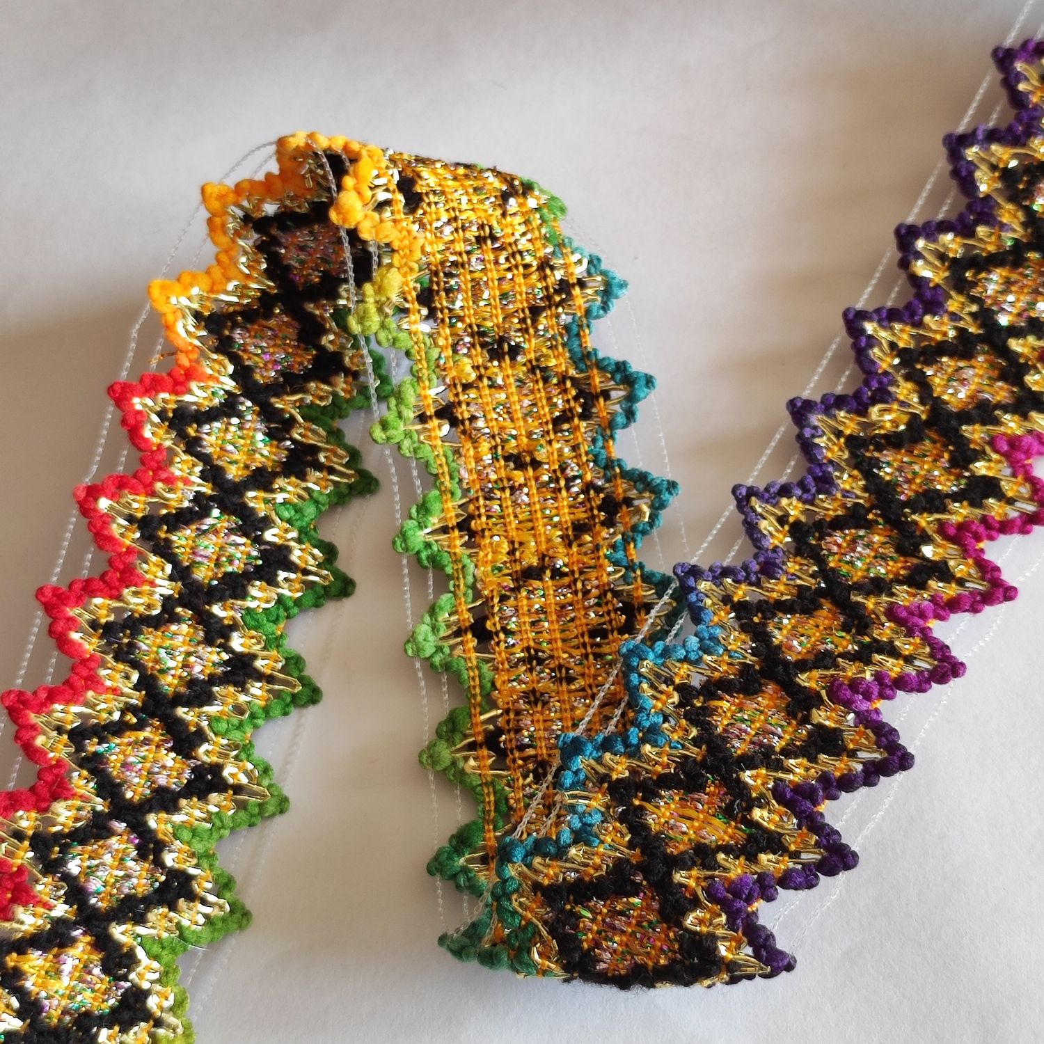 Galon doré brillant noir & arc en ciel#5(1,75 mètres)