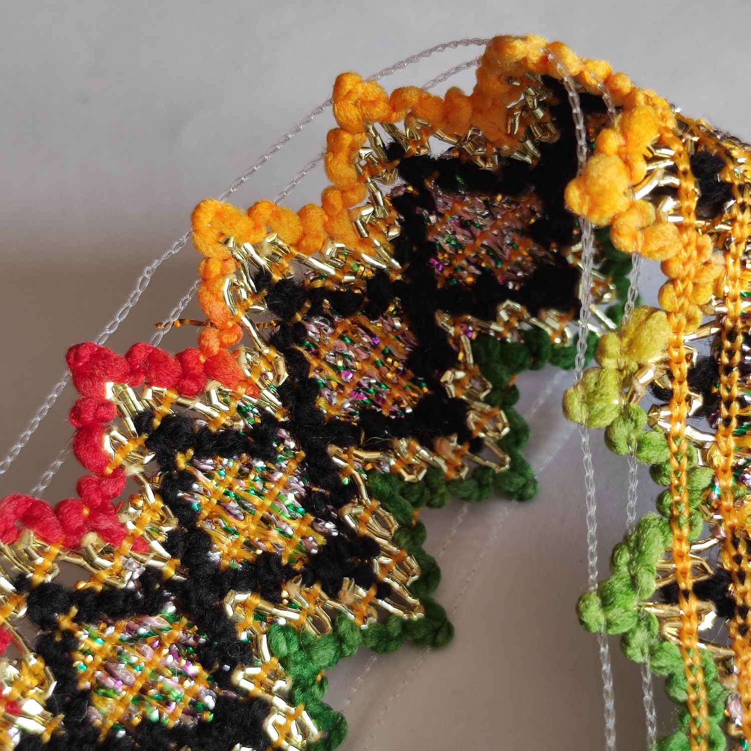 Galon doré brillant noir & arc en ciel#5(1,75 mètres)