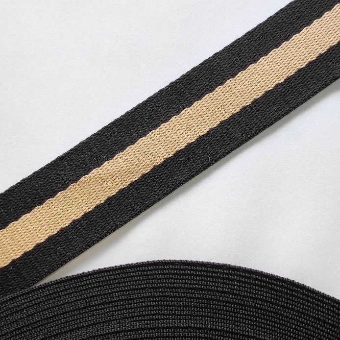 Sangle polyester 32mm noir doré 
