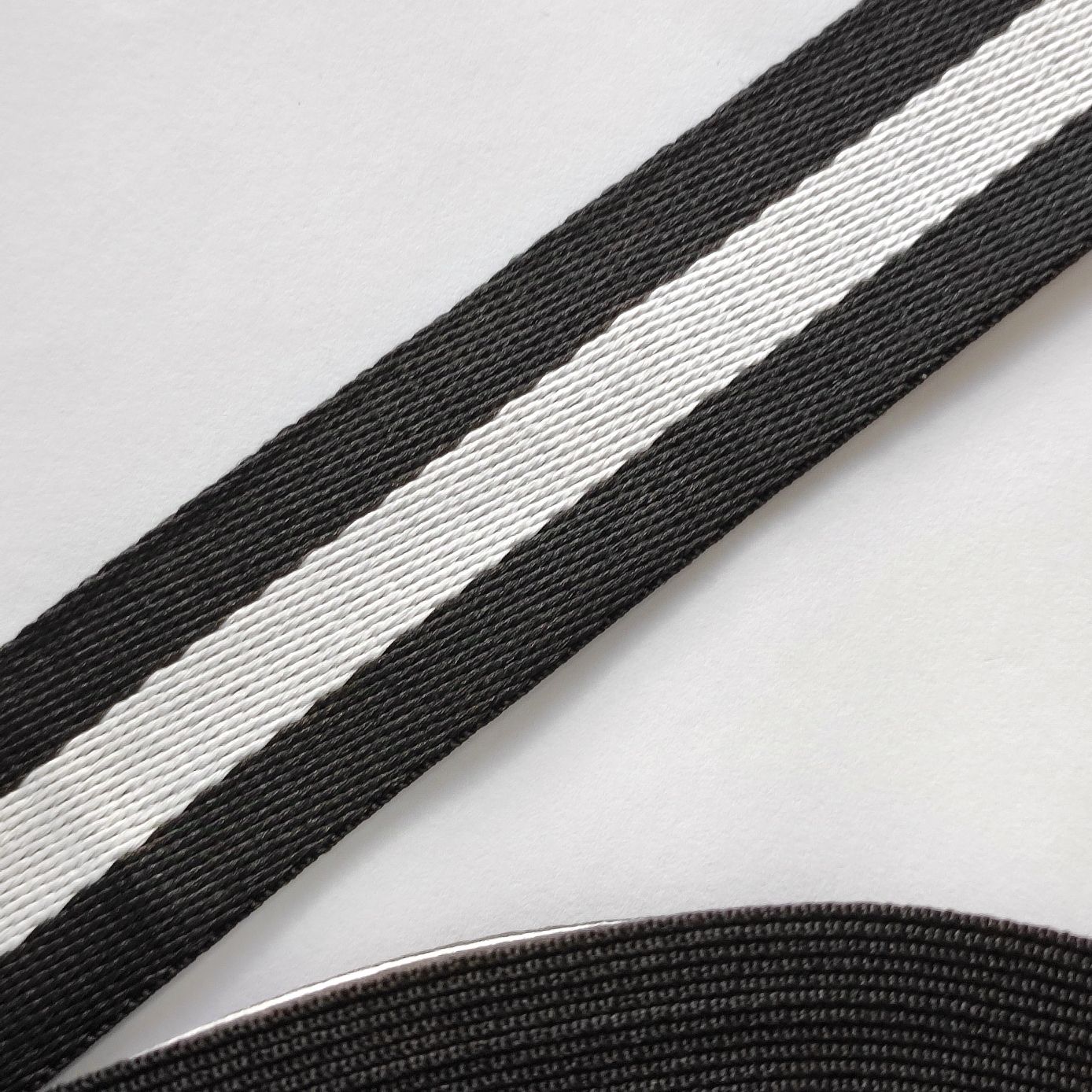 Sangle polyester 32mm noir blanc
