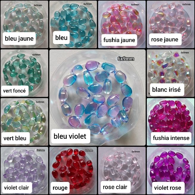 13 perles en verre goutte 9x6mm / choisissez vos couleurs 