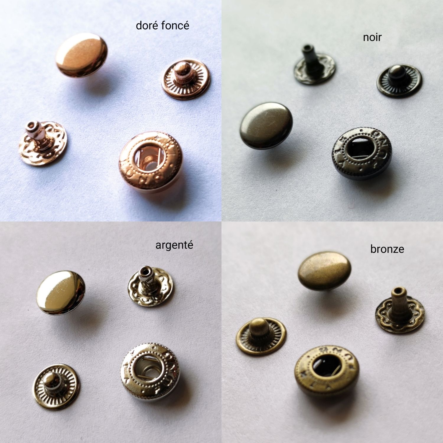 Bouton pression métal 1cm (choisissez vos couleurs)