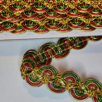 Galon doré /vert /rouge 2 cm