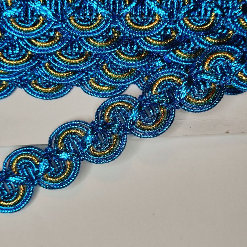 Galon bleu /doré 2 cm