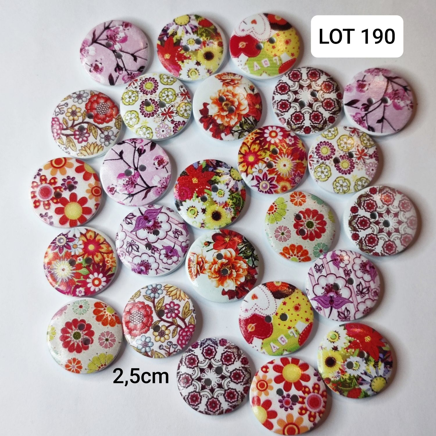 25 boutons 2,5 cm LOT 190