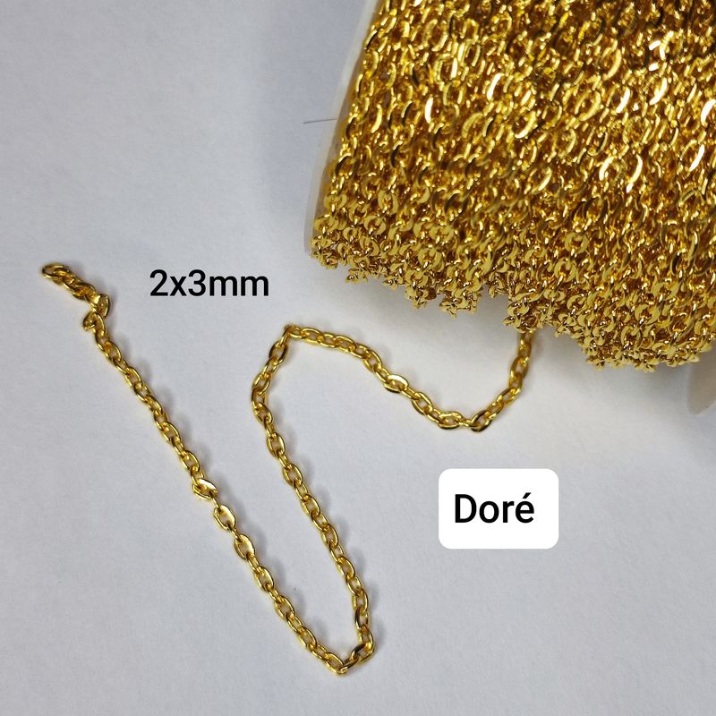 Rouleau chaîne ovale 2x3mm doré 