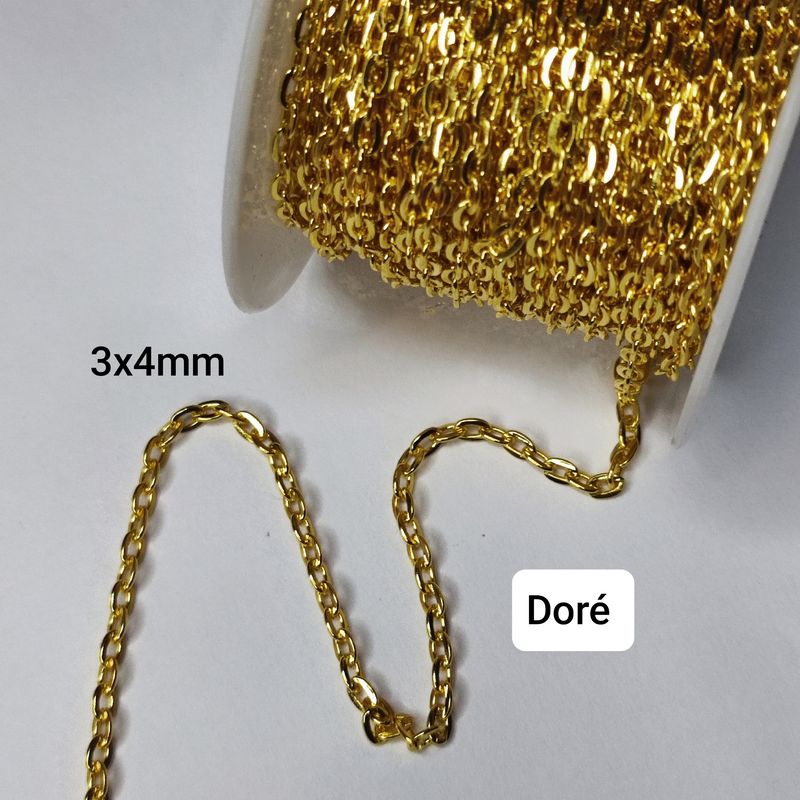 Rouleau chaîne ovale 3x4mm doré 