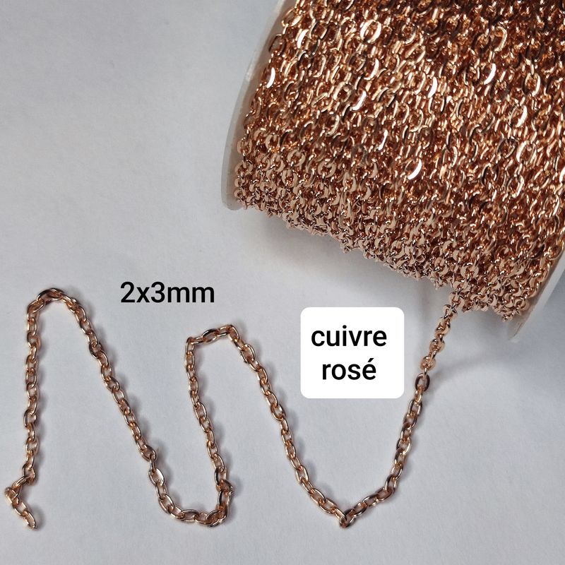 Rouleau chaîne ovale 2x3mm cuivre rosé 