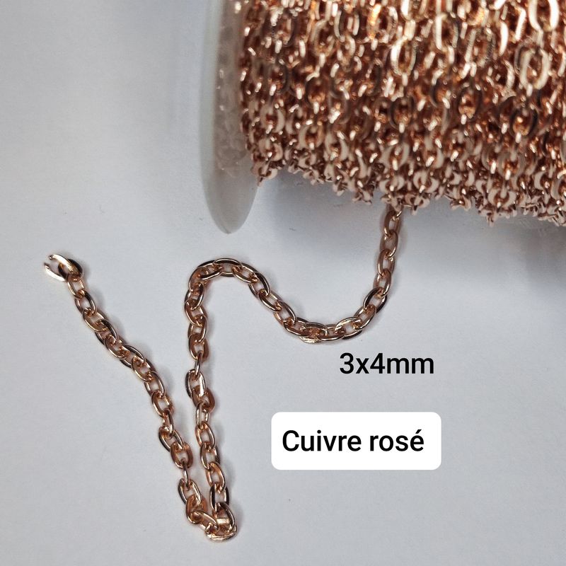 Rouleau chaîne ovale 3x4mm cuivre rosé 