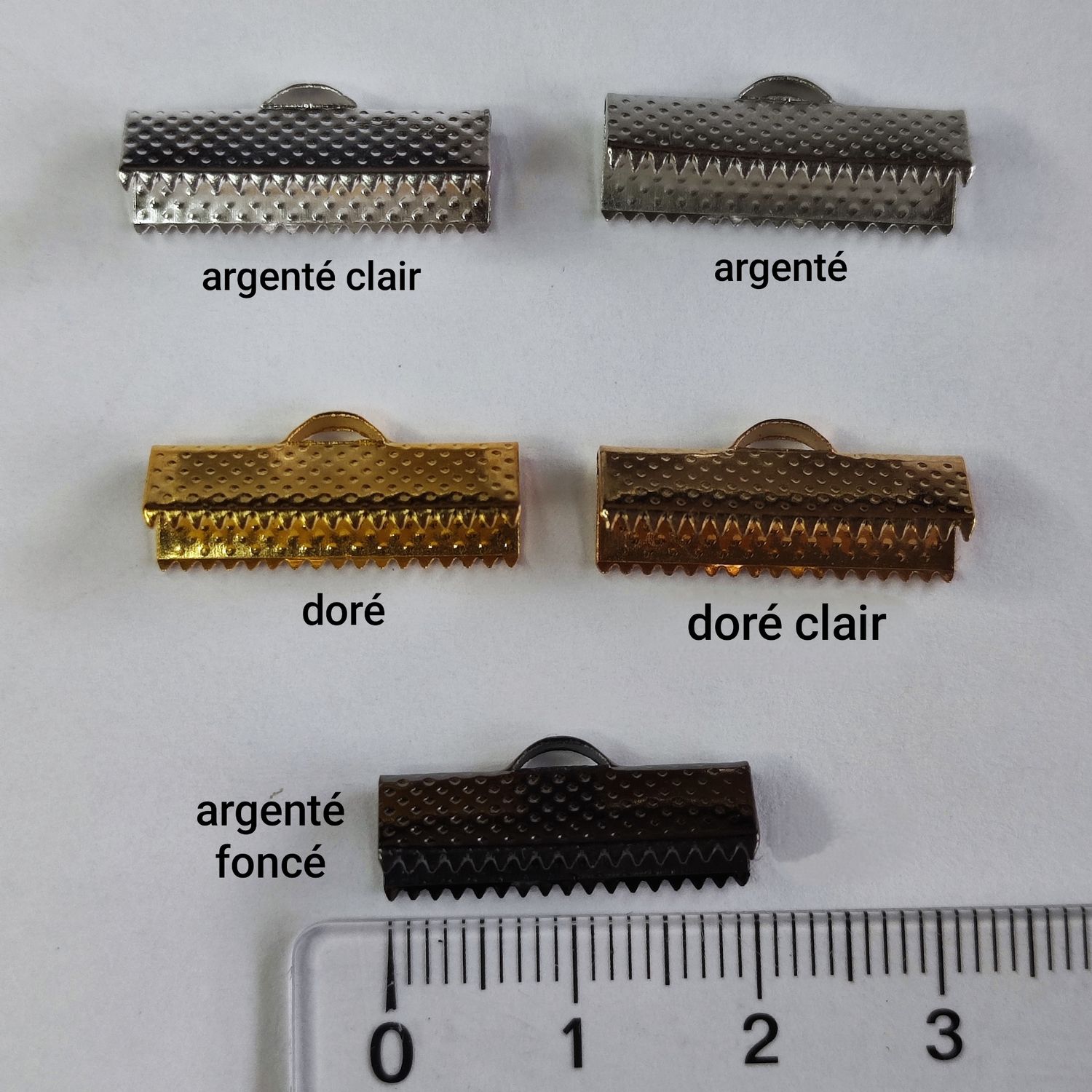 10 embouts ruban 2 cm /5 coloris