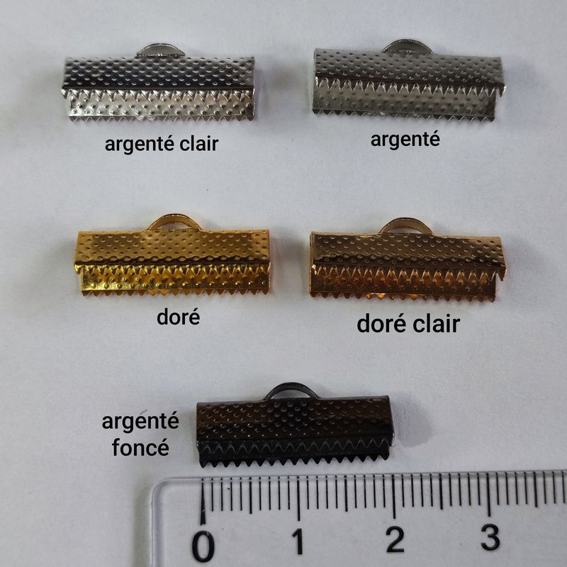 10 embouts ruban 2 cm /5 coloris