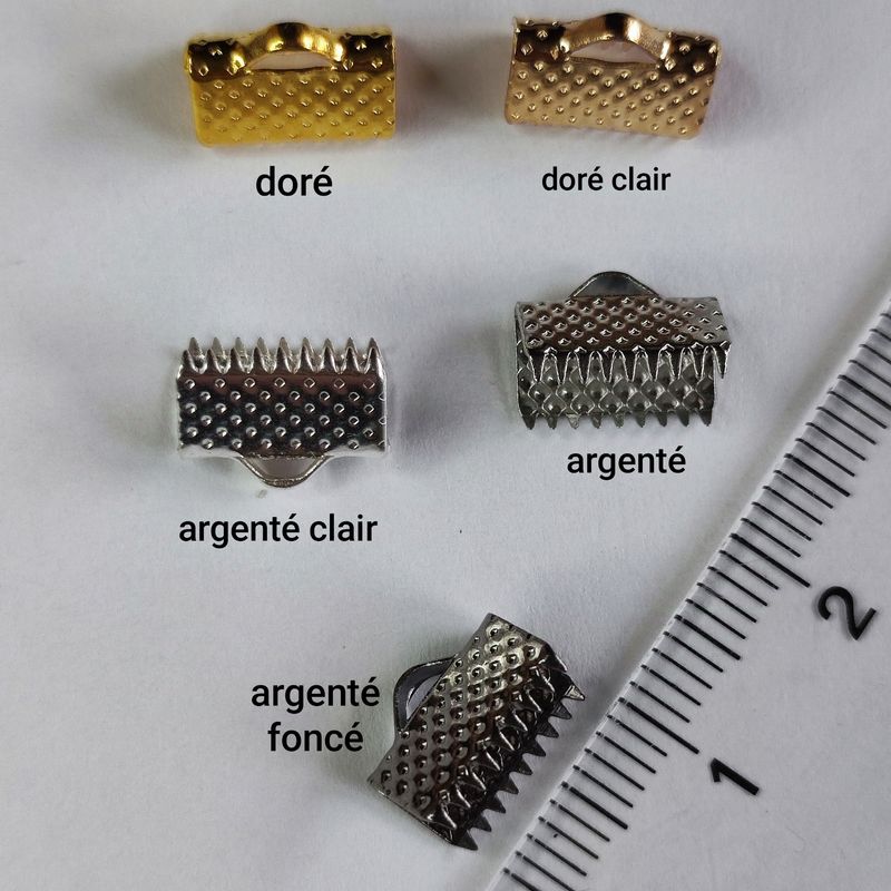 10 embouts ruban 1 cm / 5 coloris