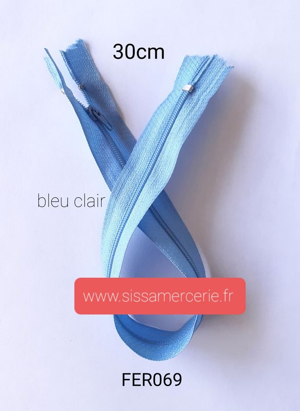 Fermeture zip 30 cm #3 bleu clair