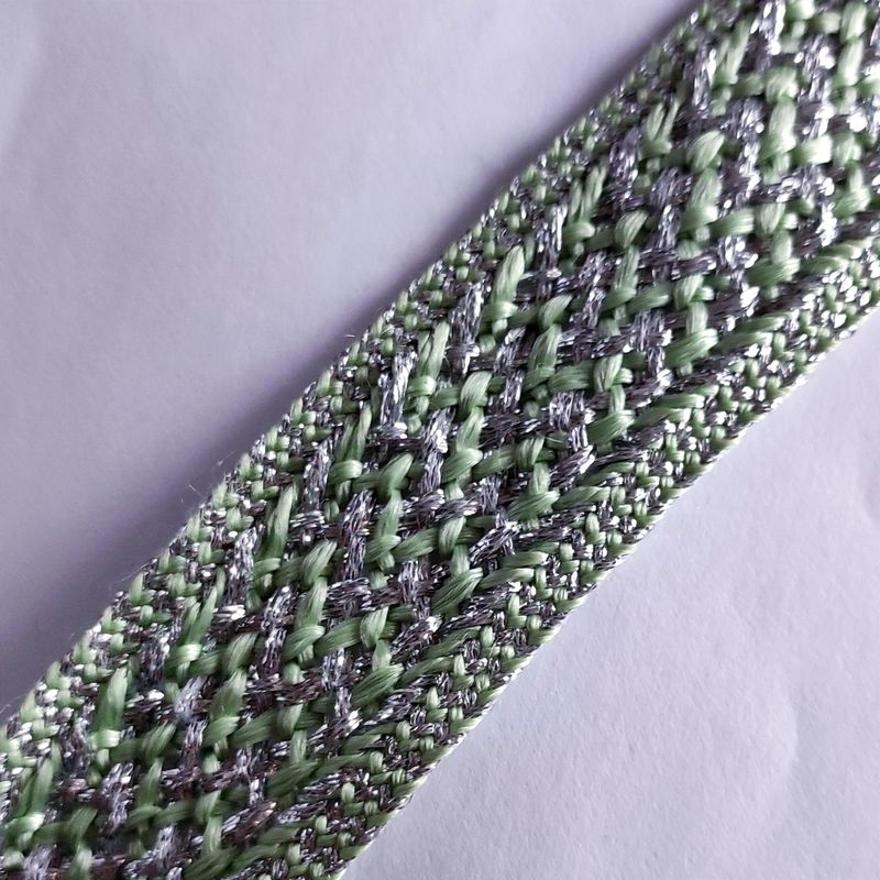 Ruban galon sfifa vert amande/argenté 2.7 cm