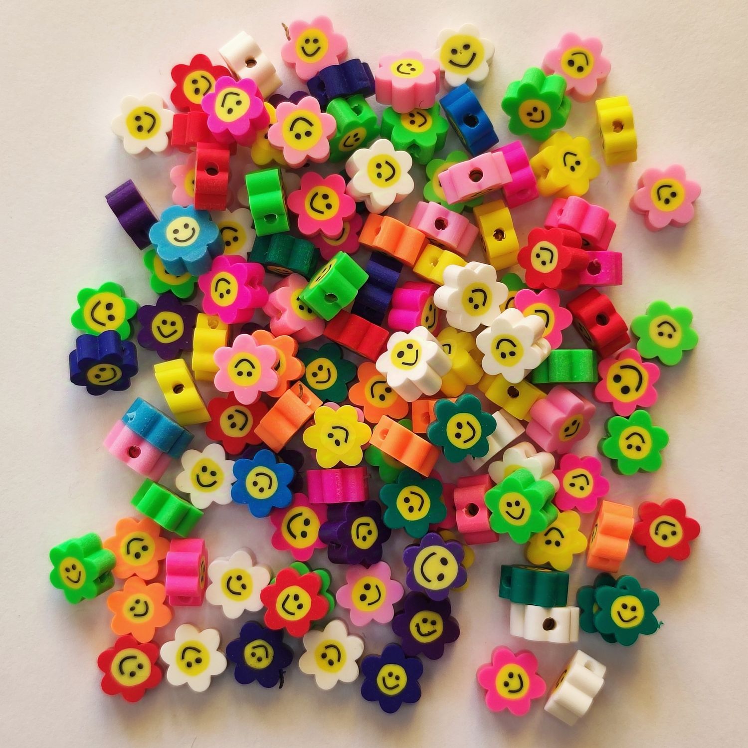 120 perles fleurs smiley