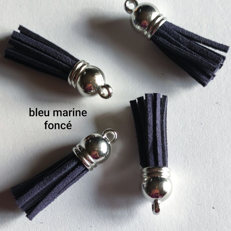 Breloque 3,8 cm bleu marine foncé/argenté