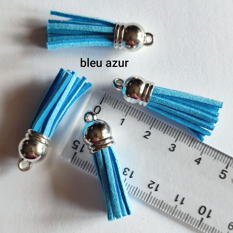 Breloque 3,8 cm bleu azur/argenté