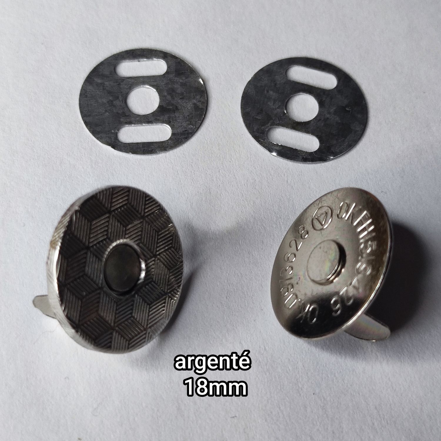Bouton pression 18mm argenté 