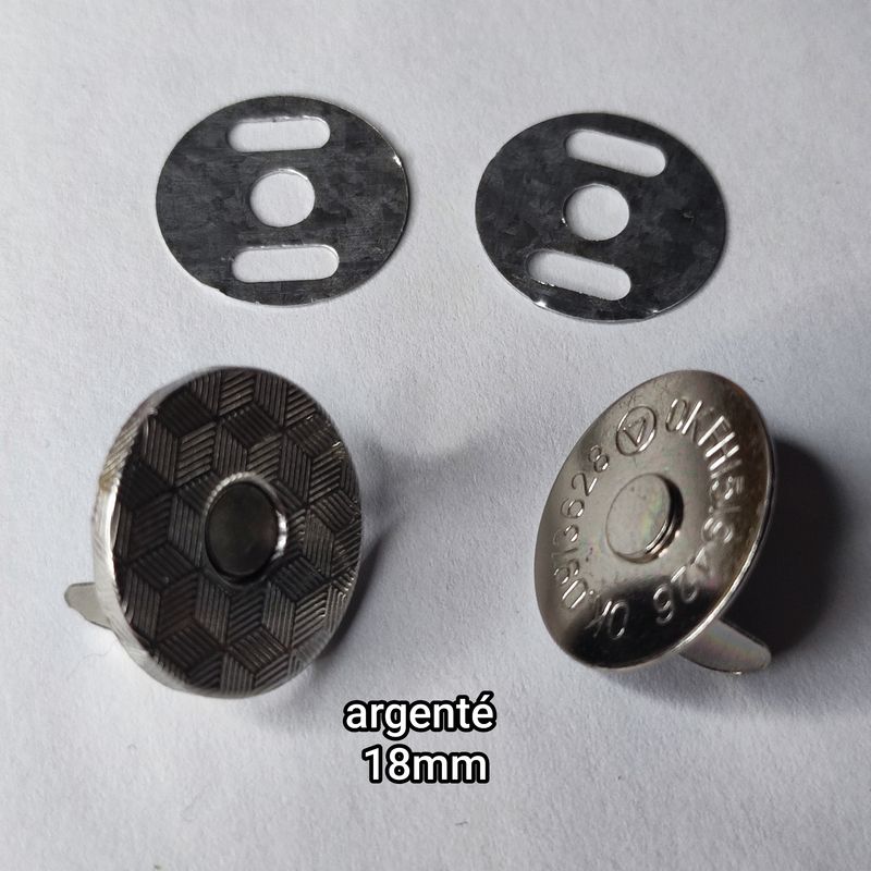 Bouton pression 18mm argenté 