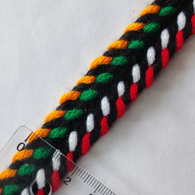Galon kabyle tresse noire coloré 2 cm
