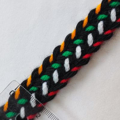 Galon kabyle tresse noire coloré 2 cm